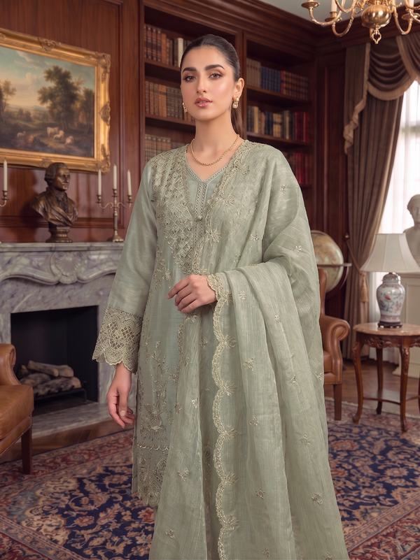 Pakistani Suit Is Perfect For Any Occasion Mehndi Heavy Chiffon With Elegant Coty With Full Of Embroidery Work