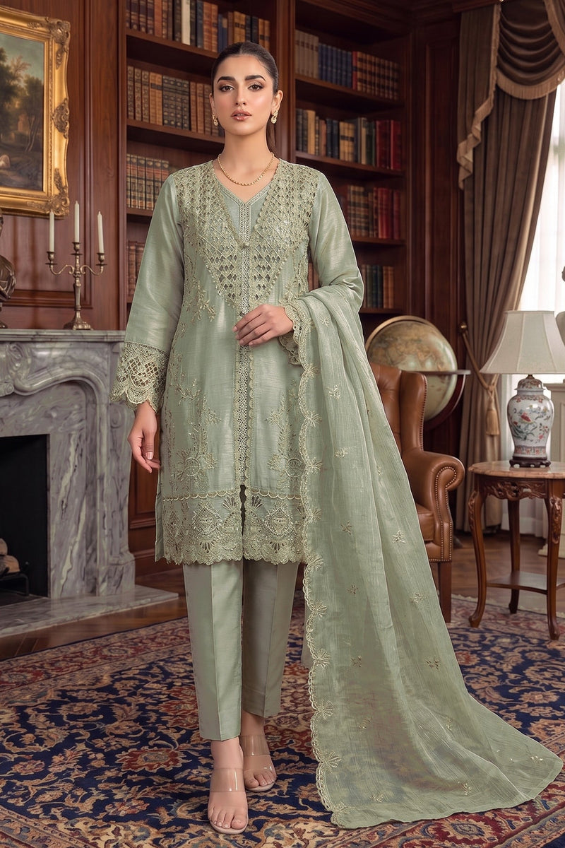 Pakistani Suit Is Perfect For Any Occasion Mehndi Heavy Chiffon With Elegant Coty With Full Of Embroidery Work