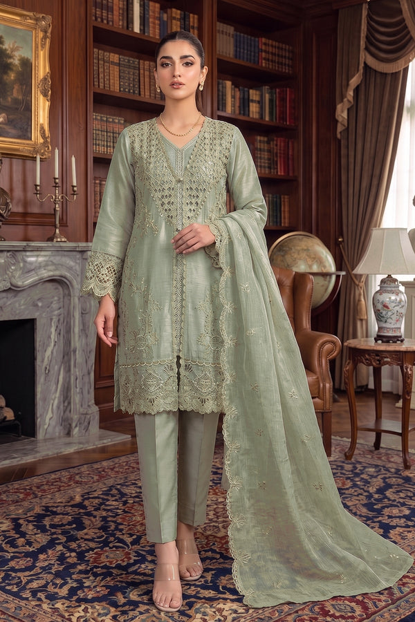 Pakistani Suit Is Perfect For Any Occasion Mehndi Heavy Chiffon With Elegant Coty With Full Of Embroidery Work