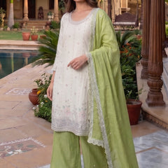 Latest Readymade Pista Heavy Crunchy Handwork Pakistani Suit In Plazo