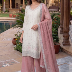 Latest Readymade Pink Heavy Crunchy Handwork Pakistani Suit In Plazo
