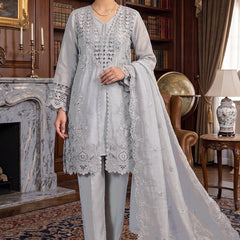 Pakistani Suit Is Perfect For Any Occasion Grey Heavy Chiffon With Elegant Coty With Full Of Embroidery Work