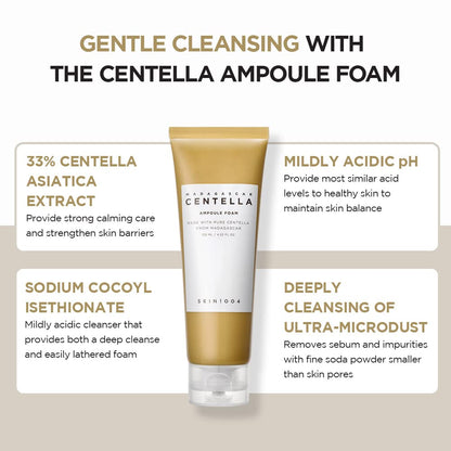 Gentle Centella Ampoule Foam Cleanser for Glowing Skin