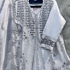 Pakistani Suit Is Perfect For Any Occasion Grey Heavy Chiffon With Elegant Coty With Full Of Embroidery Work