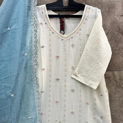 Latest Readymade Sky Blue Heavy Crunchy Handwork Pakistani Suit In Plazo