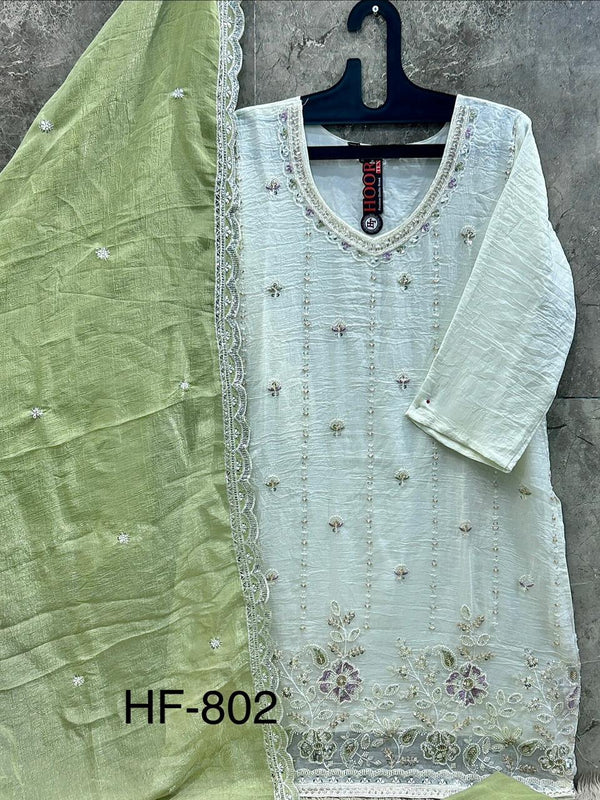 Latest Readymade Pista Heavy Crunchy Handwork Pakistani Suit In Plazo